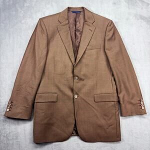 Burberry London 2-Button Blazer Men's 40R Brown Micro-Houndstooth Wool